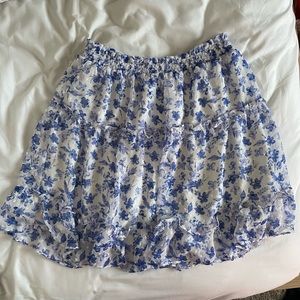 skies are blue flowy skirt blue flower print